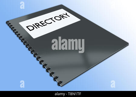 3D illustration de DIRECTORY script sur un livret, isolé sur pale blue gradient. Banque D'Images