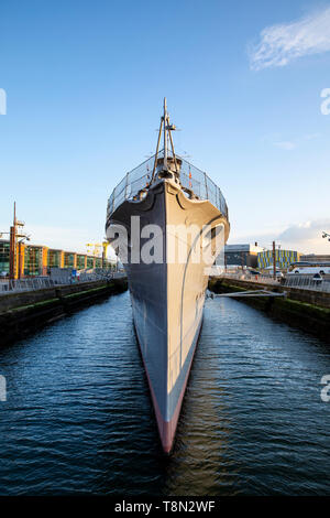 La WW1 bateau HMS Caroline, Alexandra Dock, Belfast, Titanic Quarter Banque D'Images