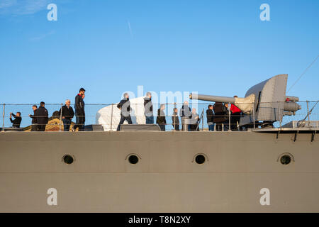 La WW1 bateau HMS Caroline, Alexandra Dock, Belfast, Titanic Quarter Banque D'Images