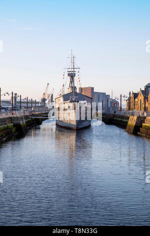 La WW1 bateau HMS Caroline, Alexandra Dock, Belfast, Titanic Quarter Banque D'Images