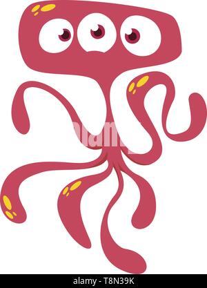 Angry cartoon monster alien avec tentacules. Vector illustration Halloween Illustration de Vecteur