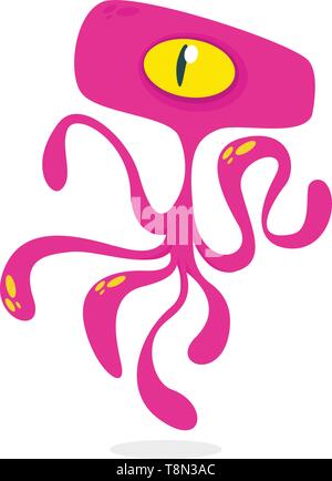 Angry cartoon monster alien avec tentacules. Vector illustration Halloween Illustration de Vecteur