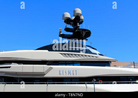 Helsinki, Finlande. 14 mai, 2019. Kismet Superyacht amarré au port du sud en EtelÃ¤203, Helsinki, Finlande. Les superyacht construire par Picchiotti en 2014 serait administré par Pakistani-American billionaire Shahid Khan. Khan est le principal propriétaire de la National Football League (NFL) et l'équipe de Jacksonville Jaguars Fulham F.C. Credit : Taina Sohlman/agefotostock Banque D'Images