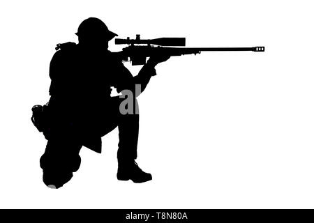 SWAT Police tir de sniper en position assise Banque D'Images