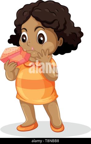 Girl eating cake fond blanc illustration Illustration de Vecteur