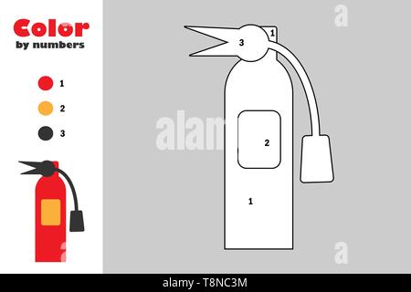 Extincteur dans cartoon style, couleur, en nombre, de l'éducation jeu de papier pour le développement de l'enfant, coloriage, pour les enfants activité préscolaire, pri Illustration de Vecteur