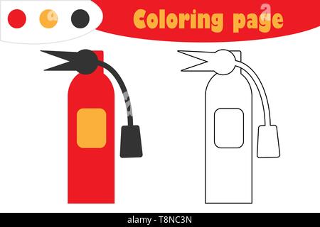 Sapeur-pompier en style dessin animé, coloriages, jeu de papier de l'éducation pour le développement des enfants, pour les enfants, activité préscolaire version feuille, vector Illustration de Vecteur