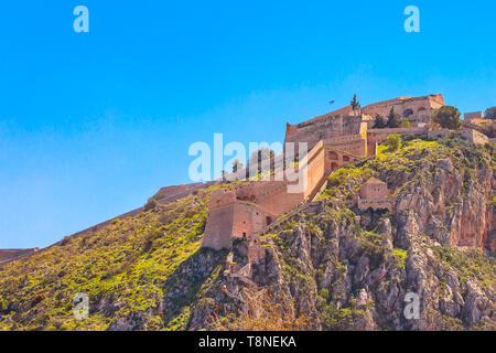 Forteresse de palamède château sur une colline dans la région de Nauplie ou Nauplie, Péloponnèse, Grèce Banque D'Images