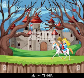 Le prince et la princesse cheval illustration Illustration de Vecteur