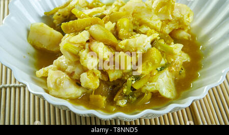 Merlu du sud de l'Inde au curry, curry de poisson Keralan Banque D'Images