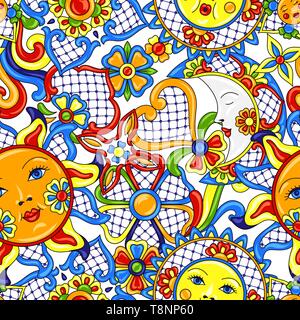 Motif mexicain avec mignon articles art naïf. Illustration de Vecteur