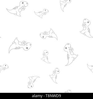 Profil de fluide contour des dinosaurus tyrannosaure. Isolé sur fond blanc. Vector illustration. Illustration de Vecteur