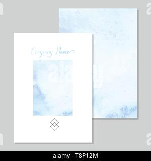 De l'art peint à la main de couleur bleu Aquarelle sur papier aquarelle Peinture Illustration de Vecteur