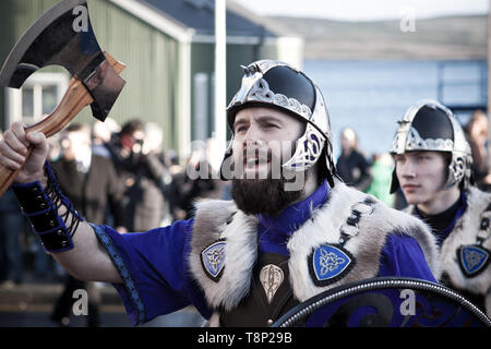 Lerwick, îles Shetland, Écosse, Royaume-Uni. 29 janvier 2013. Up Helly Aa festival viking fire qui est unique aux Shetland et lieu le dernier mardi de Banque D'Images