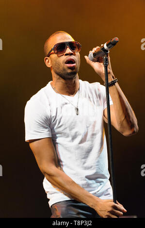 Troy Andrews aka Trombone Shorty en spectacle avec son groupe, Orleans Avenue au Festival Womad, Charlton Park, Malmesbury, UK. 25 juil 2014 Banque D'Images