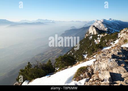 France, Isère, Moucherotte, lever du soleil depuis le haut de gamme du Vercors Banque D'Images