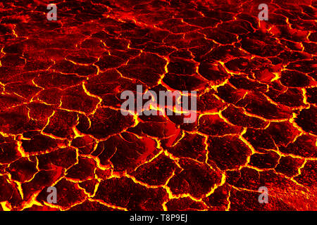 La surface de la lave, l'arrière-plan rouge pour l'étape de crack Banque D'Images