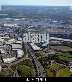 Vue aérienne de l'A282 (de plus de la M25) à la direction sud vers le QE2 Bridge,Thurrock, Essex Banque D'Images