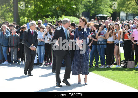 La duchesse de Cambridge arrive pour une visite à Bletchley Park pour voir une exposition spéciale D-Day dans le bâtiment nouvellement restauré de téléscripteur. Banque D'Images