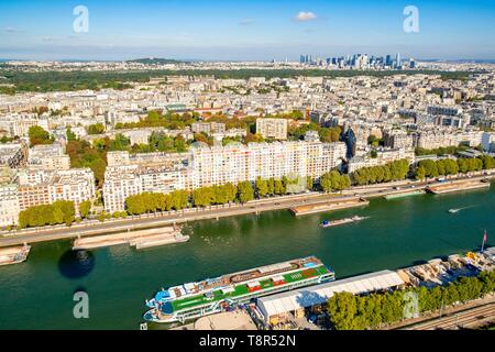 France, Paris, la Seine et le 16ème arrondissement de Paris (vue aérienne) Banque D'Images