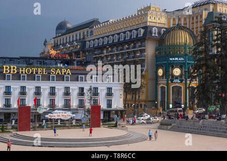 Vietnam, province de Lao Cai, ville de Sapa, centre-ville Banque D'Images