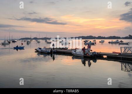 France, Morbihan, Sarzeau, le port de Logeo au lever du soleil Banque D'Images