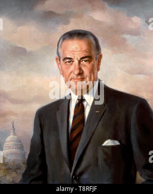 Portrait officiel du Président Lyndon Baines Johnson - 1968 Banque D'Images