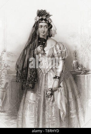 Héros. Personnage féminin principal de la pièce de Shakespeare beaucoup de bruit pour rien. Galerie de Shakespeare, publié c.1840. Banque D'Images