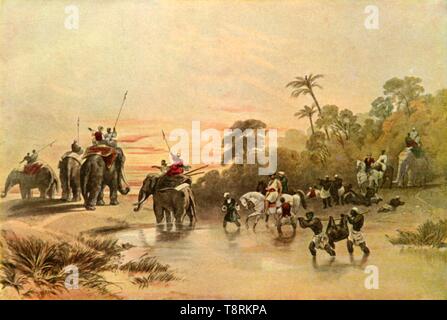 'Retour d'Pig-Sticking en Inde', 1840, (1901). Créateur : Charles Stewart Hardinge. Banque D'Images