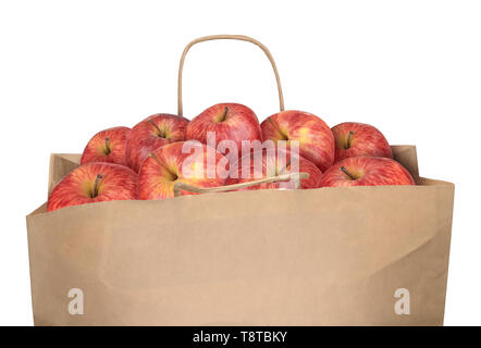Sac de pomme rouge isolé sur fond blanc Banque D'Images