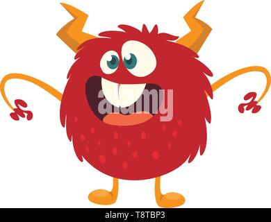 Cartoon effrayant monstre. Vector illustration Halloween monstre rouge Illustration de Vecteur