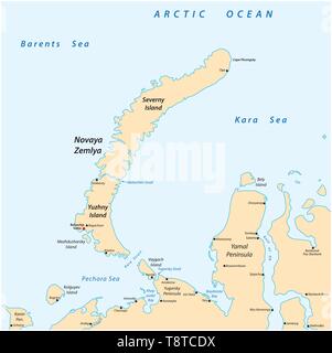 Site de l'archipel de la Nouvelle-Zemble dans l'océan Arctique dans le nord de la Russie Illustration de Vecteur