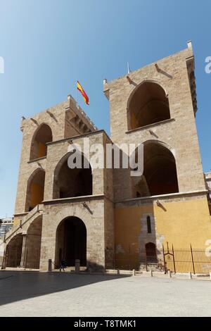 Torres de Serranos, porte de la ville médiévale, Carme district, vieille ville, Valence, province de Valence, Espagne Banque D'Images
