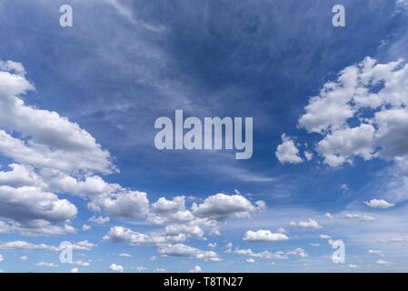 Cumulus humilis Nuages (Cumulus humilis) dans le ciel bleu, Bavière, Allemagne Banque D'Images