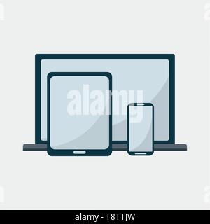 Ordinateur portable, smartphone et de l'onglet vector illustration Illustration de Vecteur