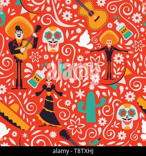 Transparente avec motif mexicain mexique décoration traditionnelle de la culture. Arrière-plan de Mariachi maison de fête ou événement spécial pays. Illustration de Vecteur