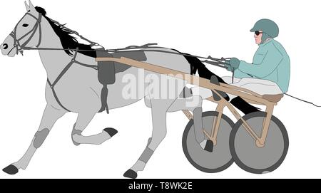 Horse and jockey harness racing - vector illustration couleur Illustration de Vecteur