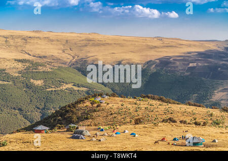 Geech camp dans le Parc National des montagnes du Simien Banque D'Images