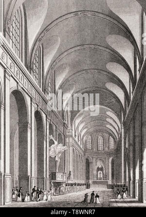 L'église de Saint-Roch, Paris, antique print, 1831 gravée en acier Banque D'Images