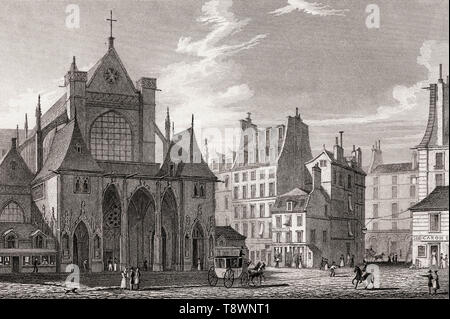 L'Abbaye Bénédictine de Saint-Germain-des-Prés, Paris, antique print, 1831 gravée en acier Banque D'Images