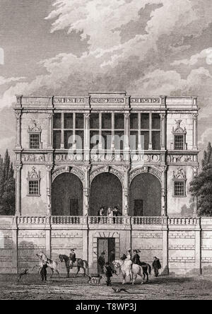 Maison de François 1er à Cours la Reine, Paris, antique print, 1831 gravée en acier Banque D'Images