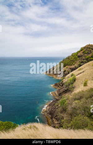 Vue depuis le Fort Rodney sur l'île de Sainte-Lucie dans les Caraïbes Banque D'Images