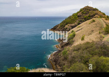 Vue depuis le Fort Rodney sur l'île de Sainte-Lucie dans les Caraïbes Banque D'Images