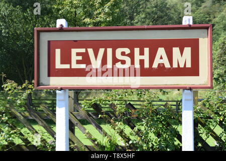 La station de Levisham Sign Banque D'Images