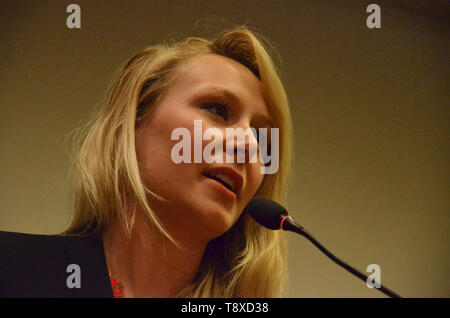 Marion Maréchal-Le Pen, leader du Front National, parti de droite de France, organisée à Naples à la convention électorale européenne de la Ligue, parti de droite, à soutenir le candidat du district sud Vincenzo Sofo. 14/05/2019, Naples, Italie Banque D'Images