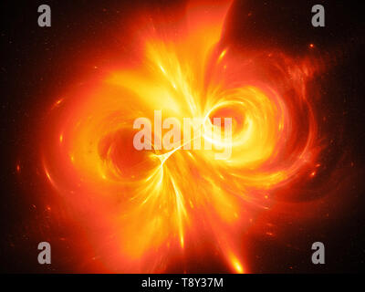 En corrélation avec les mondes lumineux Fiery wormhole, générée par ordinateur résumé fond, 3D Rendering Banque D'Images