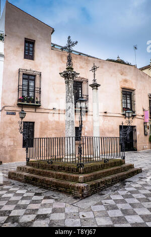 Dos cruces square au quartier de Santa Cruz, Séville, Andalousie, Espagne Banque D'Images