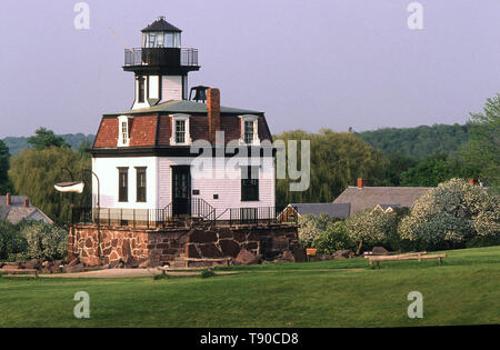 Phare du lac Champlain au Musée de Shelburne. Le phare a été construit en 1871 pour marquer trois récifs entre le Vermont et New York. Banque D'Images