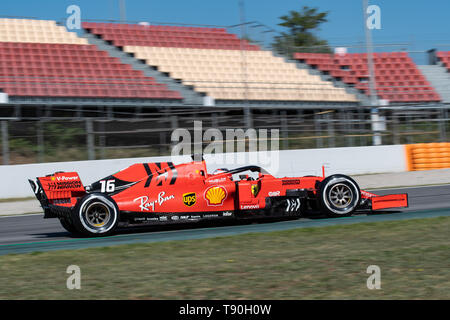 Barcelone, Espagne. 14 mai 2019 - Charles Leclerc de Monaco 16 de la Scuderia Ferrari sur la piste de F1 2019 Test au Circuit de Catalunya. Banque D'Images