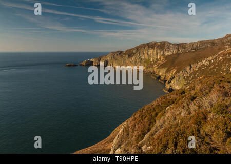 Gogarth Bay, Anglesey, Pays de Galles, lumière du soir Banque D'Images